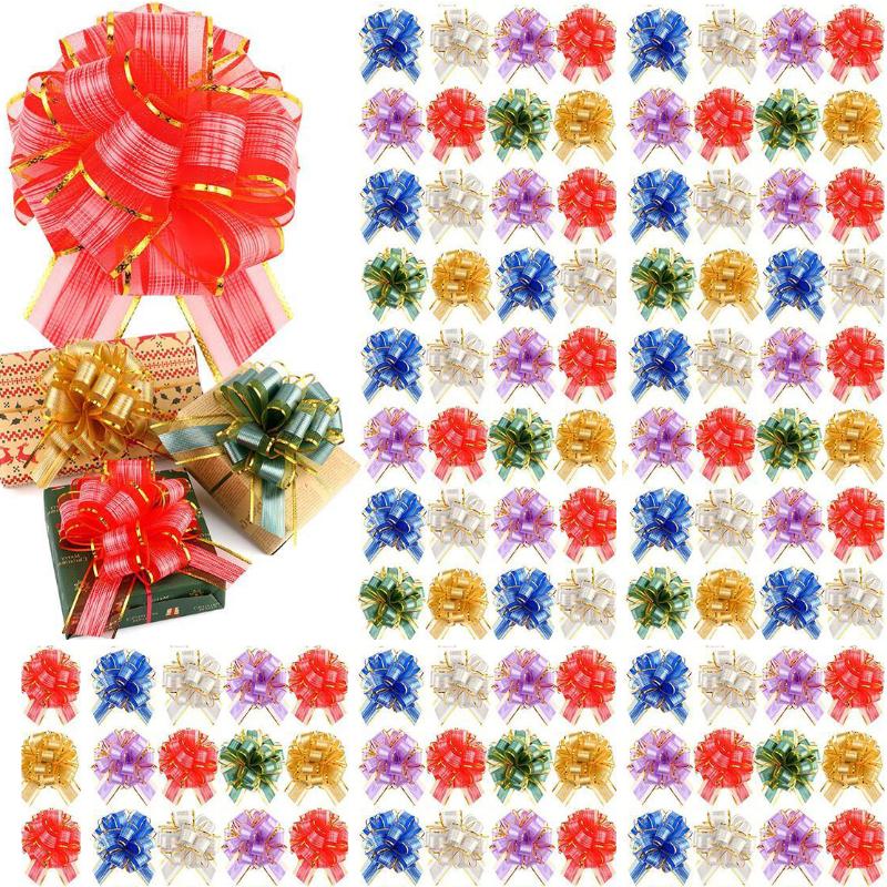 108pcs Multi Color Decorative Pull Bows for Gift Wrapping, Practical Gift Accessory for Christmas, New Year, Shower, Party Present Decoration
