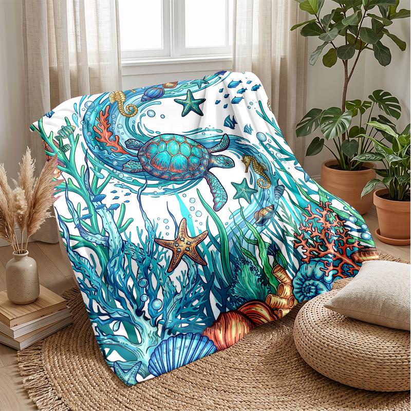 Ocean Life Adventure 22 Theme blanket Lightweight Warm Flannel Blanket Decorative Throw Blanket for Home Decoration