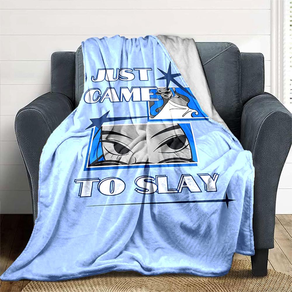 1pc JUST SLAY Soft Flannel All Season Throw for Home, Office, Outdoor UseDurable Comfort Soft Warm Throw for Home