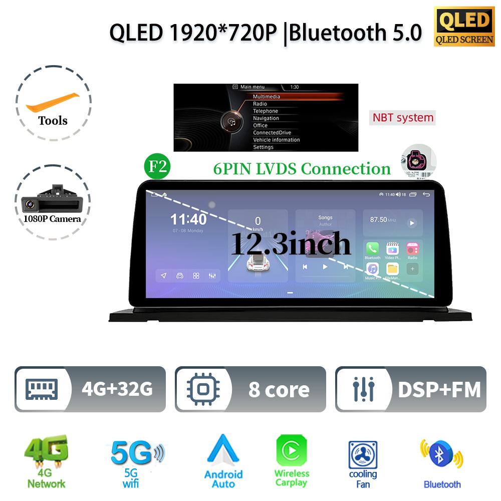 12,3" для BMW 5 серии F07 GT 2011-2017 Android 14 автомобильное радио мультимедиа стерео 4G GPS навигация WIFI беспроводной BT CarPlay экран
