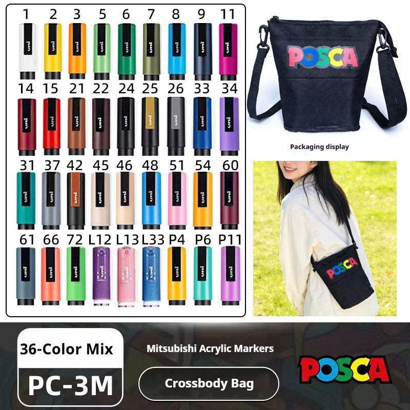 Японский набор акриловых маркеров POSCA, 32 ярких цвета, 1M/3M/5M, быстросохнущие и не размазываются, идеально подходит для профессиональных художников, студентов и любителей рукоделия.
