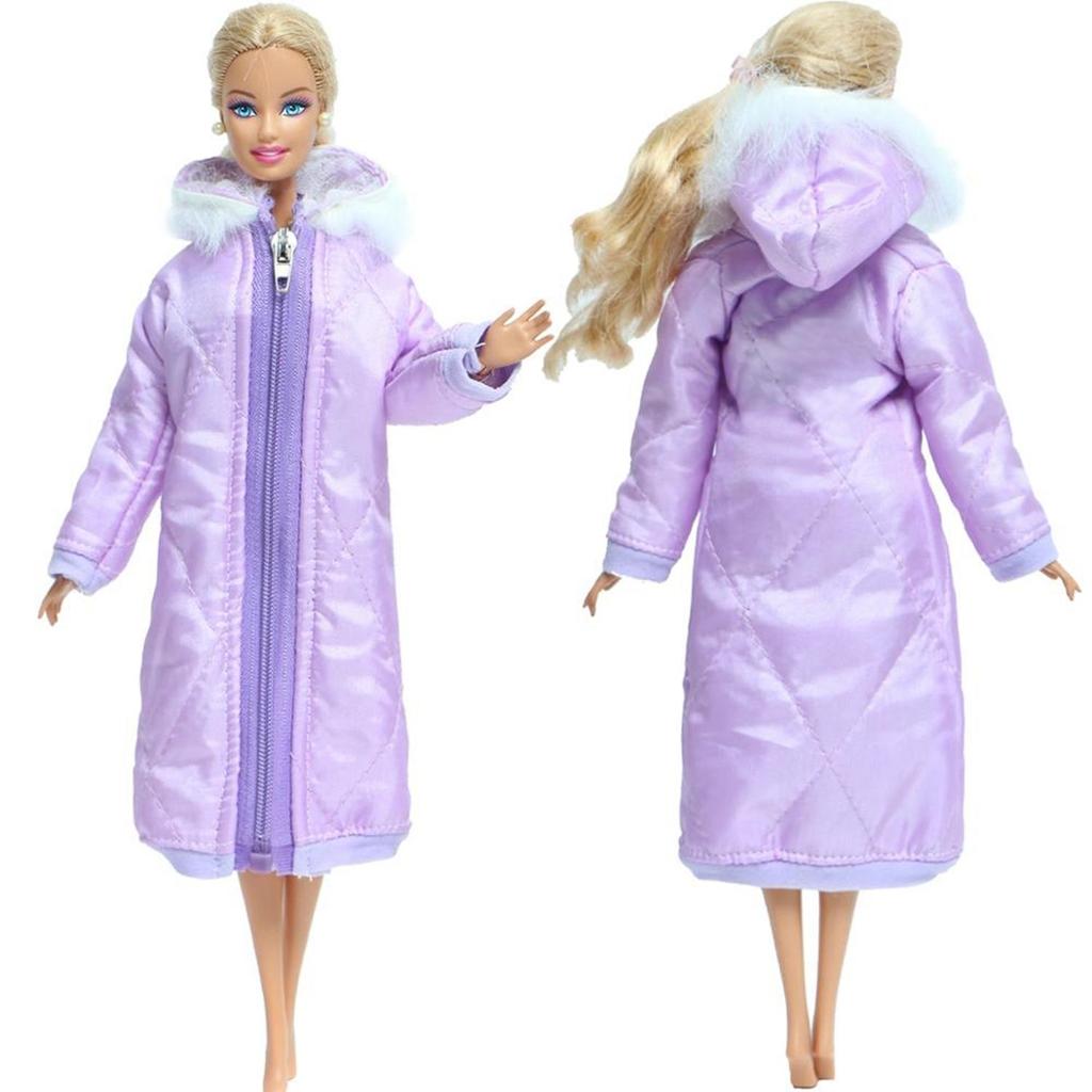 Winter Long Coat for Barbie Doll Hoodies 1/6 12 Inch Dolls Clothes Girl Toy