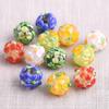 5pcs 12mm Round Charms Flower Petals Handmade Lampwork Glass Loose Beads for Jewelry Making DIY Crafts Findings
