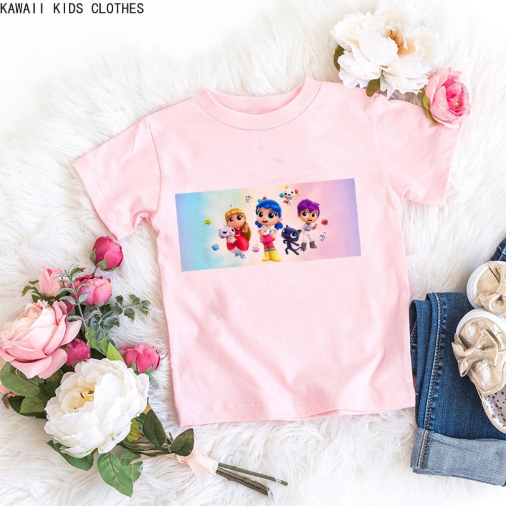 New Rainbow Kingdom Tops Toddler Tees Clothes Children Clothing Cartoon Kids T-shirt Girls Clothes Short Sleeve Casual