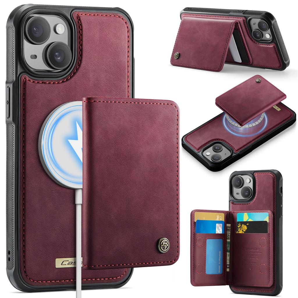 For iPhone 15 Magnetic Case CASEME ME80 Series Leather PC TPU Phone Cover with Detachable Wallet