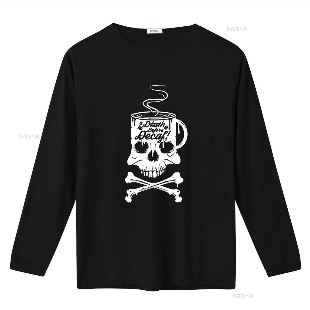 Death Before Decaf Unisexs Classic Tee Vintage Washed Casual Designer Clothes Fashion Breathable Slightly Graphic Soft Homme