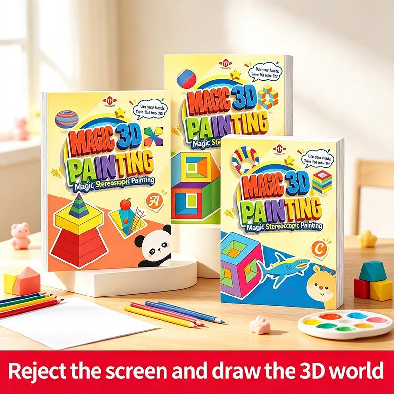 Kids 3D Stereo Reusable Doodle Sketchbook Funny Graffiti Painting Notebook for Preschool Early Education