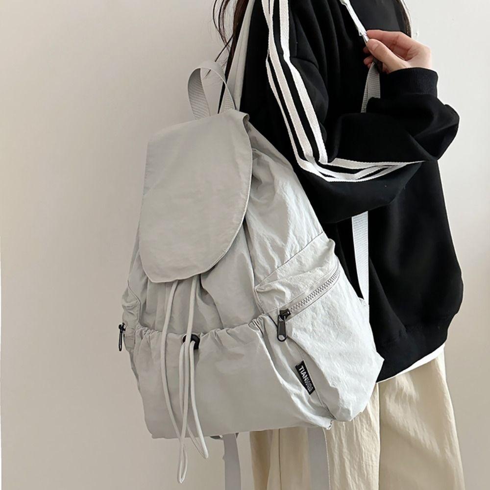 Nylon Travel Backpack Lightweight Student Schoolbag Fashion Drawstring Backpack Outdoor