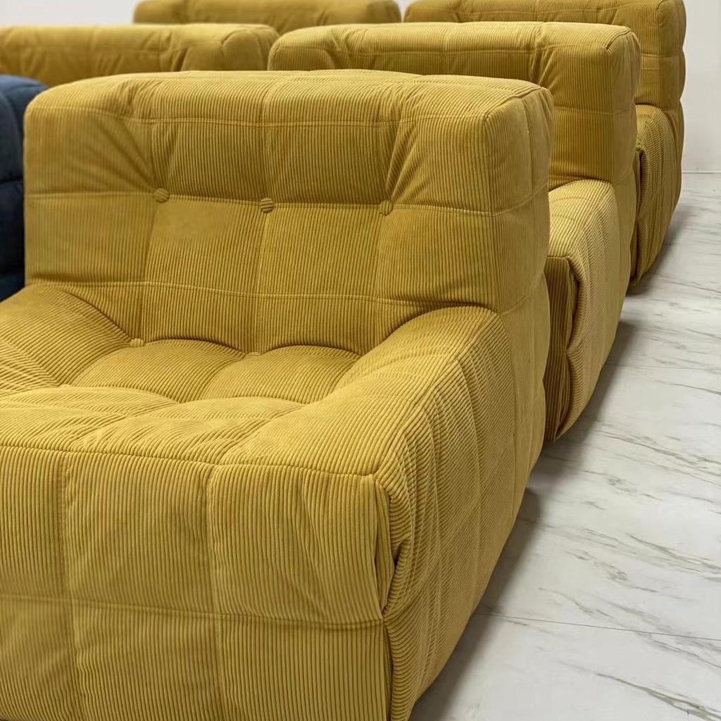 Minimalist Waffle Single-Seat Tofu Block Sofa Chair