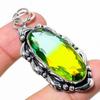 Bi-Color Tourmaline Gemstone 925 Sterling Silver Jewelry Pendant 2.44" T4u86