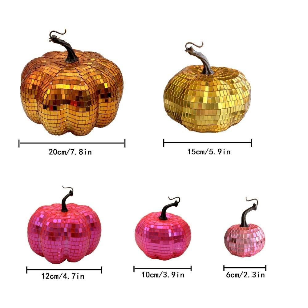 Colorful Mirror Pumpkin Ornament Small Size Pumpkin Figurines Christmas Window Decoration