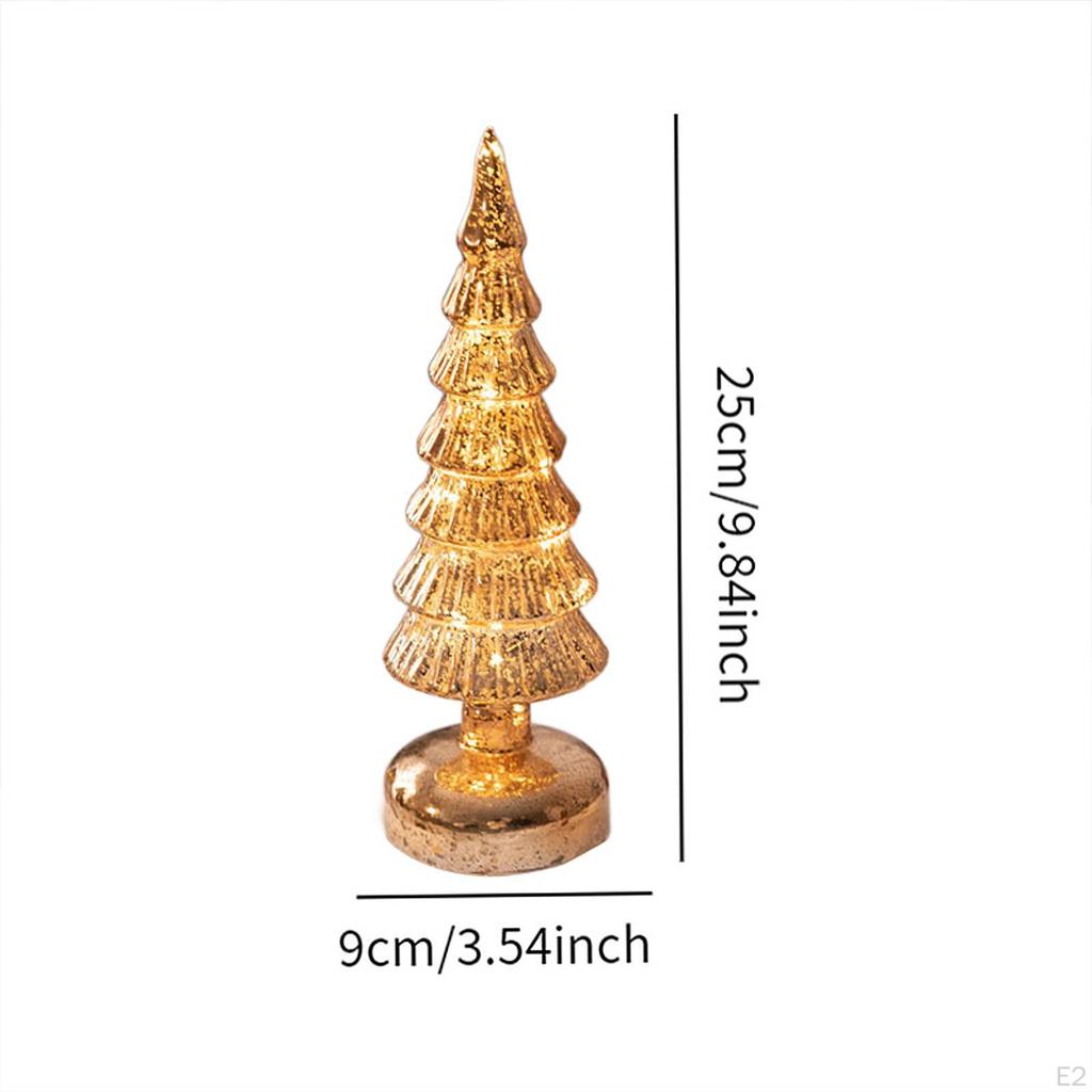 Glass Tabletop Artificial Christmas Tree Decor Art Crafts Night Lamp