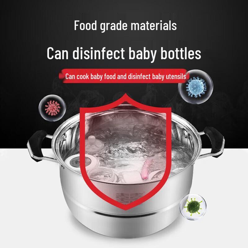 Double Happiness 304 Stainless Steel 3-Tier Steamer Pot