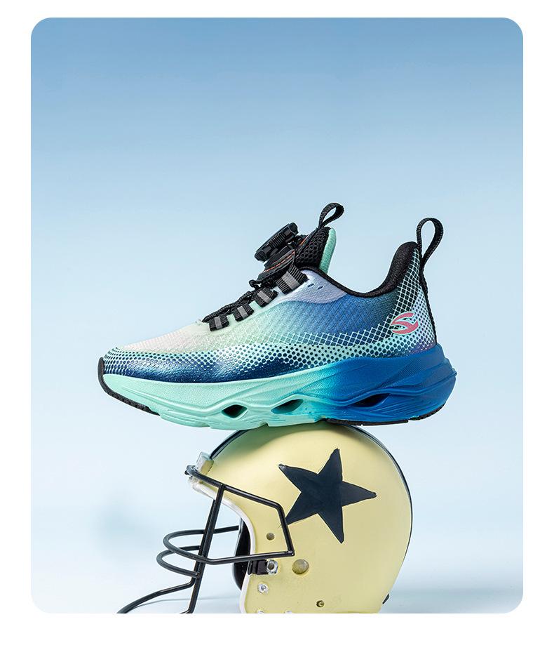 Happy Bear Boys' Lightweight Double Mesh Running Shoes with Rotating Buckle & Shock Absorption, Breathable & Trendy Design.