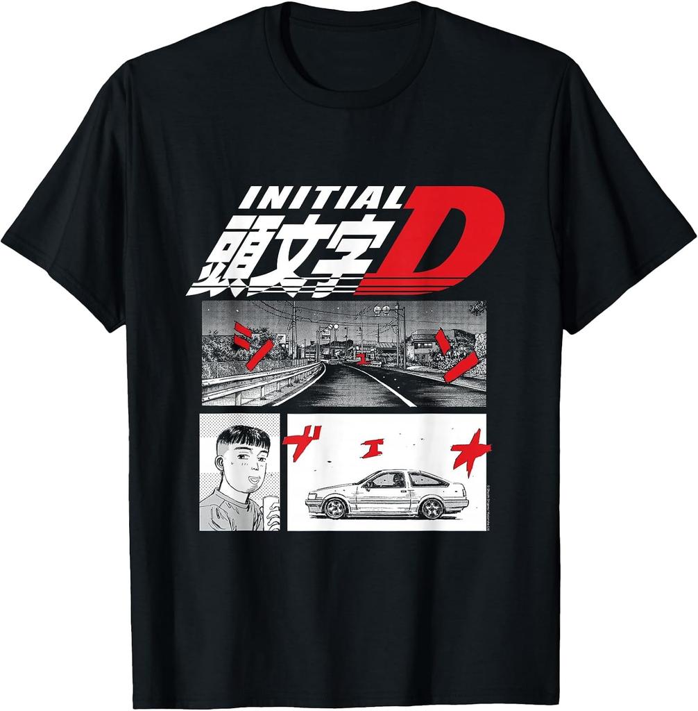 Initial D Inspired Manga 3-Panel Graphic T-Shirt