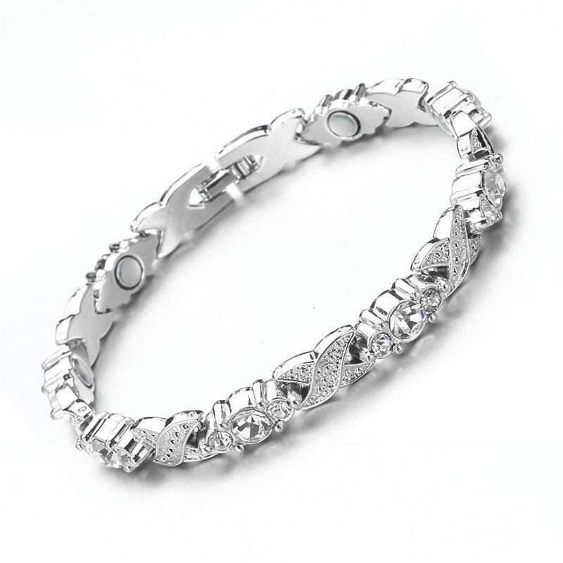 European & American Fashion Magnetic Bracelet with Colored Diamonds - Trendy, Versatile, and Cool Women's Bangle
