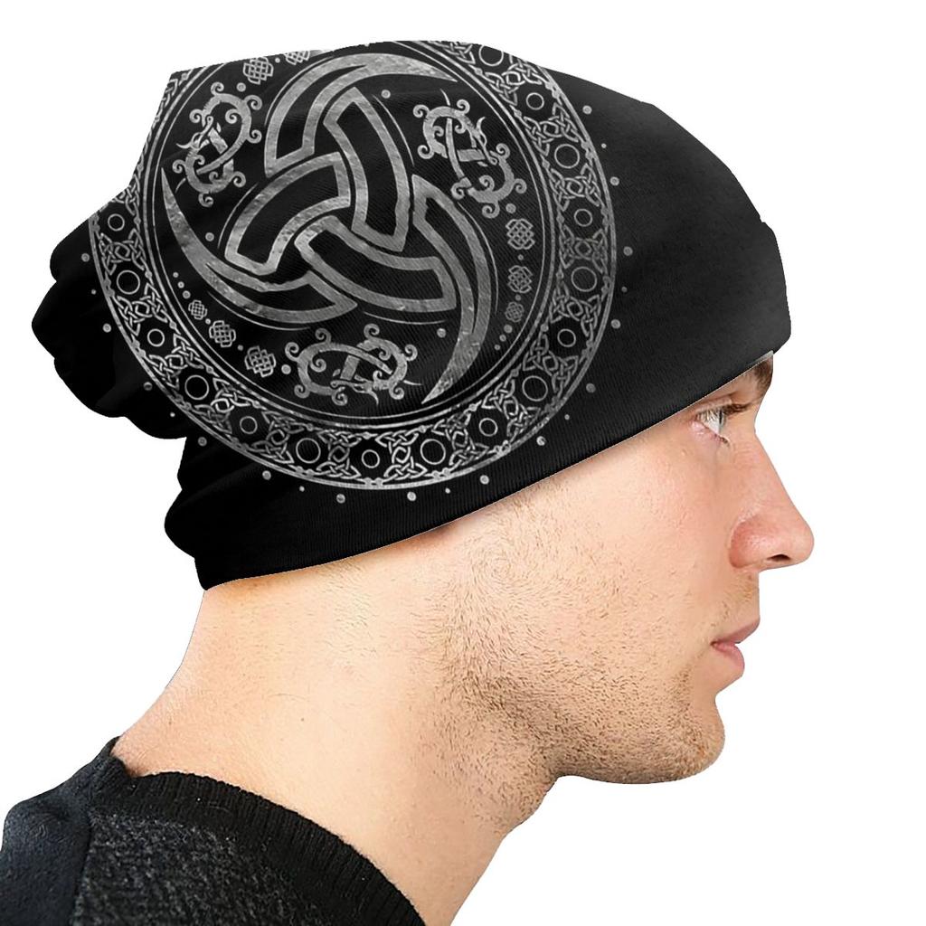 Bonnet Hats Viking Unisex WoUnisex's Odin's Horn Silver Metallic Thin Cap Street Skullies Beanies Caps