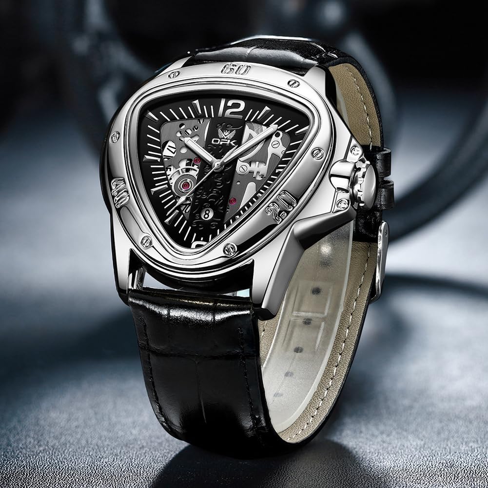 Часы OPK для мужчин, кварцевые часы бренда, кожаный ремешок, календарь, большой циферблат, водонепроницаемые, светящиеся часы с датой для мужчин, черные