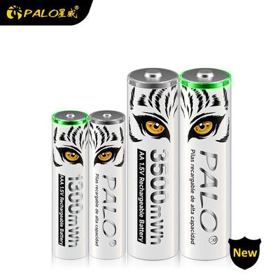 PALO Новая литий-ионная аккумуляторная батарея AA/AAA 1,5 В 3500 мВтч/1300 мВтч со световым индикатором зарядки