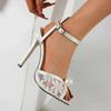 Fashion Luxury String Bead Open Toe Sexy Lace Sandals Women Ankle Buckle Strap Stiletto Heels Party Prom Shoe Summer Pumps Zapatos Mujer