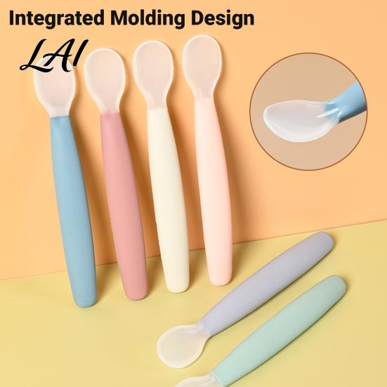 Non Slip Feeding Plate Silicone Baby Spoon Soft Training Utensil Easy Set Cleaning Complementary Spoon for Infants And Toddlers Tip Infant Spoons