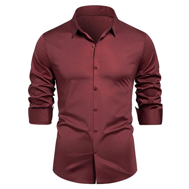 Business Casual Long Sleeve Shirt Men's Fashion Bottom Shirt Stretch Men's Shirt