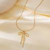 Heart-shaped Necklace & Simple Retro Titanium Steel Earrings - Fashionable, Non-fading Jewelry Set