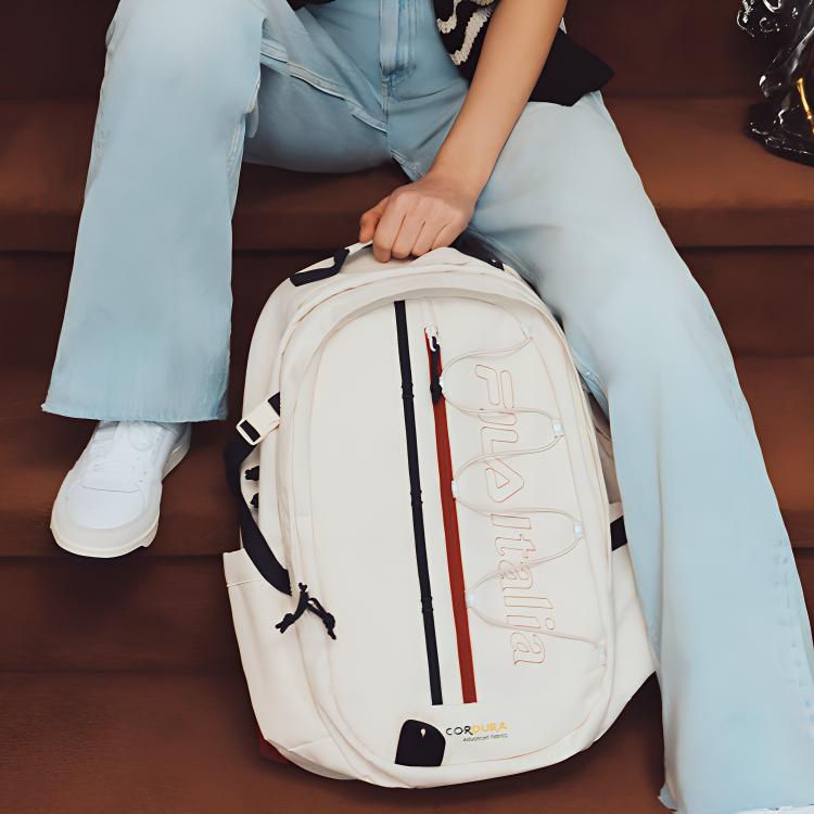 New FILA Polyester Backpack Regular Unisex White FS3BPF5006X-CRM