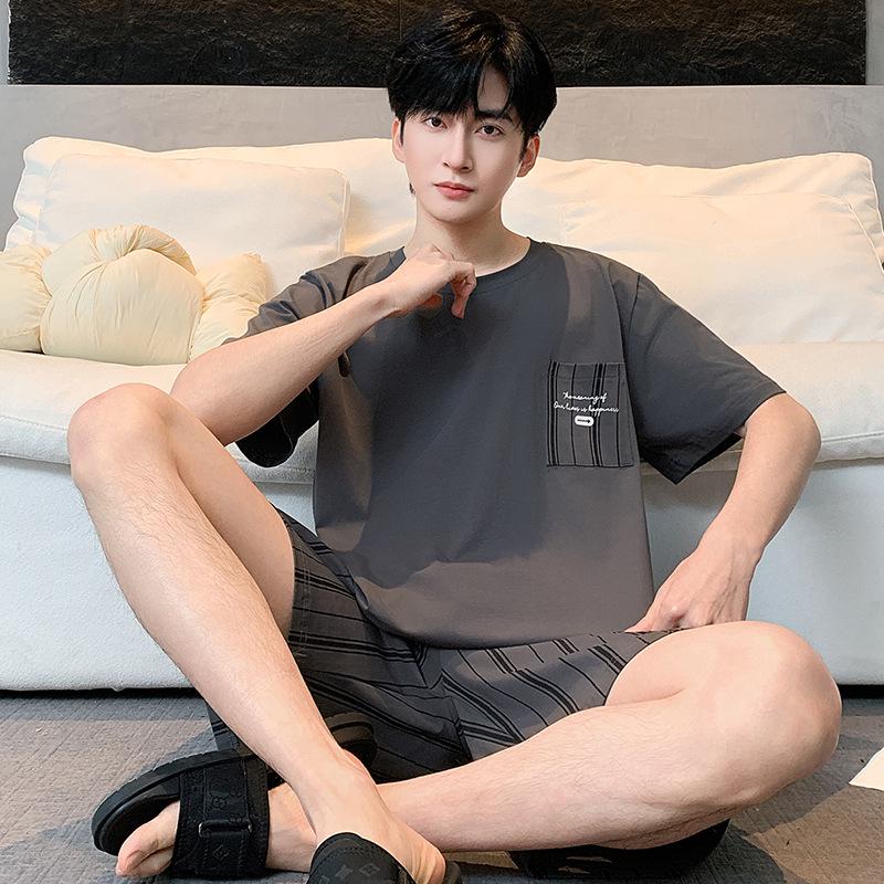 Мужской комплект пижамы с коротким рукавом большого размера, весна/лето 2026