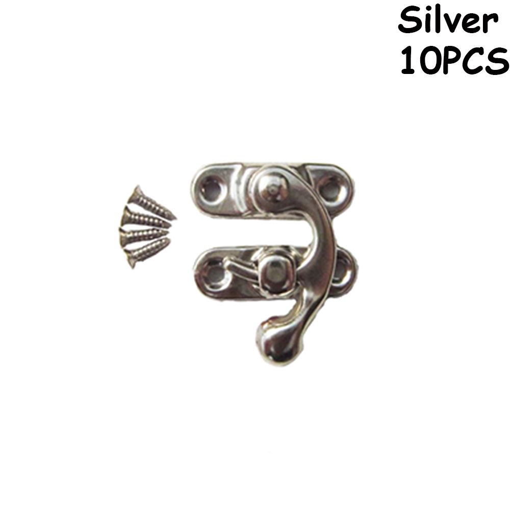 10PCS Mini Leather Bag Furniture Hasp With Screws Padlock Clasps Lock Decorative Latch