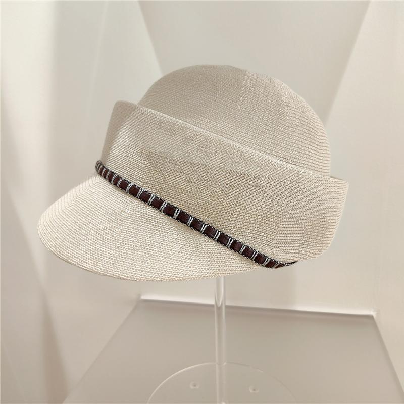 2023 Summer Japan Mesh Pu Webbing Decoration Plant Fiber Grass Leisure Lady Baseball Hat Women Visors Equestrian Cap