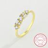 Creative 18K Gold Irregular Baguette Diamond Couple Ring For Women Round Crystal Genuine Sterling Silver Gift Jewelry