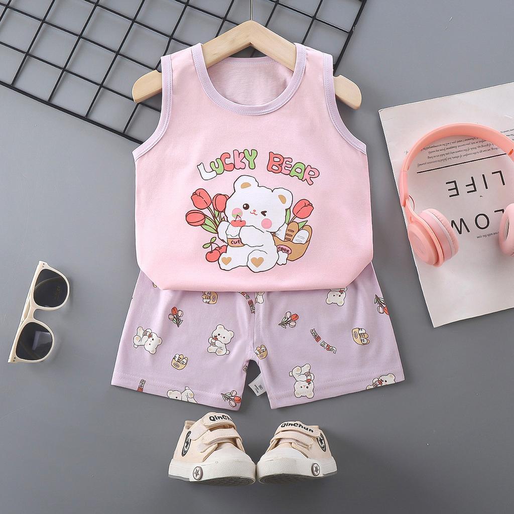 Children's Cotton Vest Set Summer Leisure Set for Boys and Girls