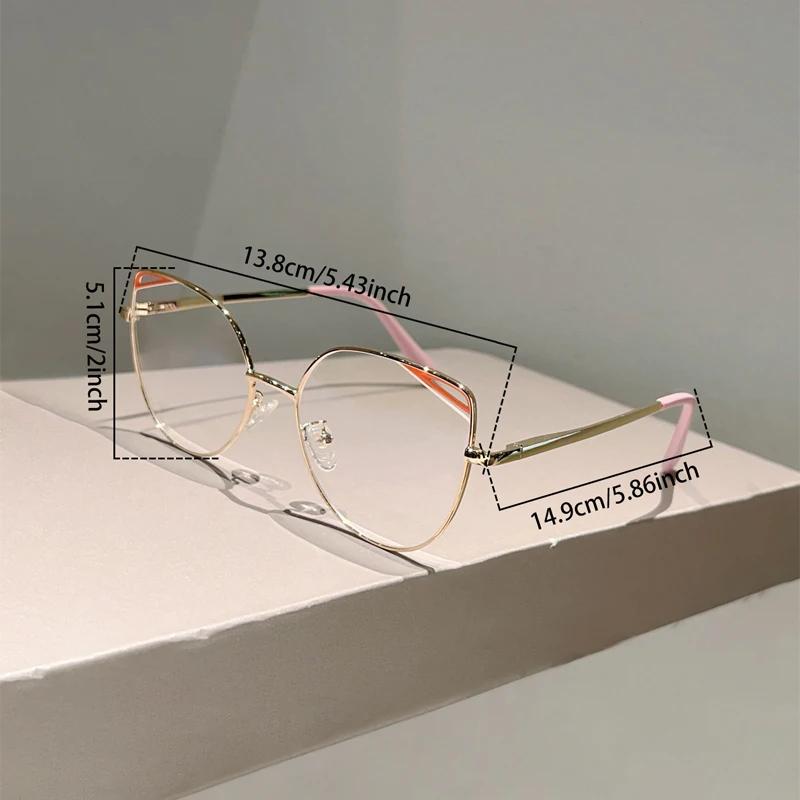 Женские очки «кошачий глаз» большого размера, новые винтажные очки с металлической оправой, блокирующие синий свет, модный дизайн, оптические оправы