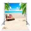 Sea Beach Sand Cloudy Blue Sky Scene Summer Beach Photography Backdrop for Photo Studio Tropical Palms Coconut Tree Background