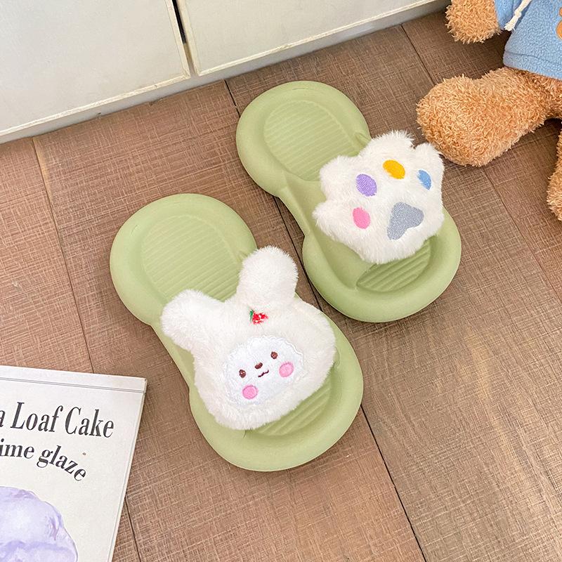 Тапочки из мультфильма «кролик наступает на дерьмо» женская летняя одежда с нескользящей мягкой подошвой для студентов, для дома, дома, спальни, сандалии