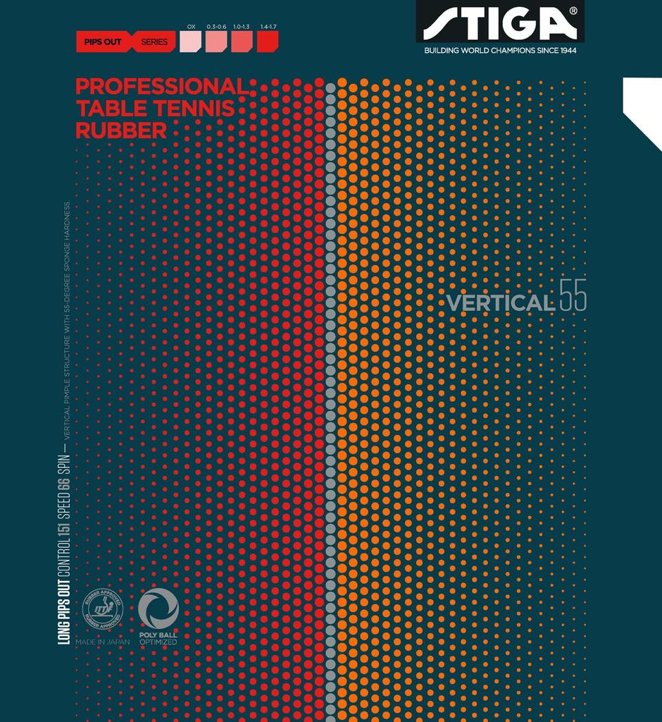 STIGA Table Tennis Rubber Vertical 55 Grain High Rubber Red OX 1710550501 (No Sponge)