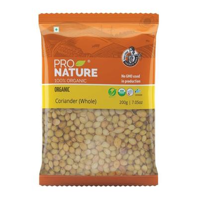 Органический цельный Кориандр (200 г), Organic Coriander Whole,  Pro Nature