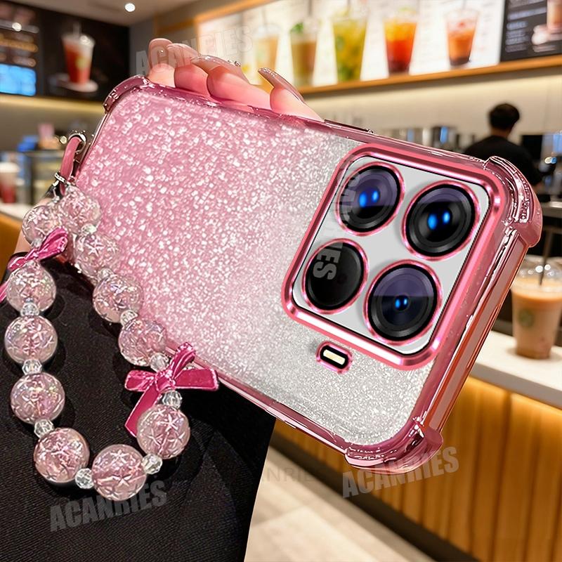 Xiaomi15t Star Lanyard Chain Plating Glitter Shockproof Silicone Case For Xiaomi Mi 15t Pro 15tpro Mi15t Soft Back Cover