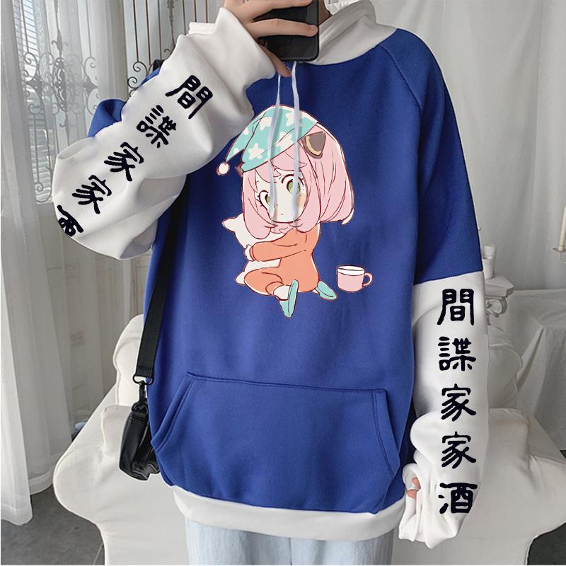 Аниме Harajuku Spy x Family Forger Anya толстовки с принтом в готическом стиле в стиле пэчворк, повседневная уличная одежда для женщин и мужчин, толстовки с длинными рукавами для подростков