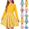 Girls' Summer Princess Dress - Long Sleeve A-Line T-Shirt Dress