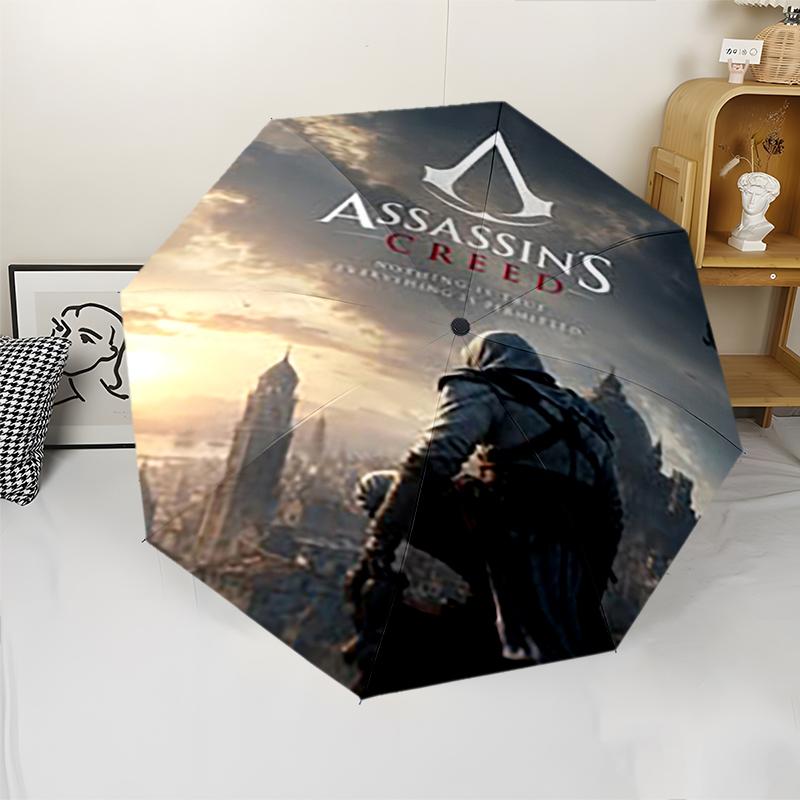 Автоматический зонт в стиле Assassin's Creed, легкий и портативный, 8 спиц, идеально подходит для путешествий на свежем воздухе, на дни рождения, Рождество, в качестве подарков.