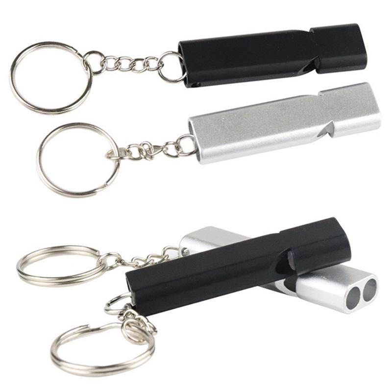 Survival Whistle Safety Keychain Dual Frequency Emergency Aluminium Alloy Practical Outdoor Hiking Camping