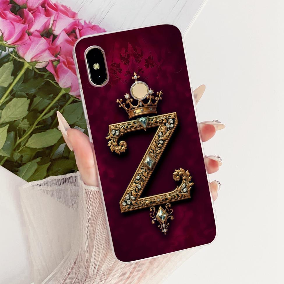 Прозрачная Чехол для Redmi Y2 Чехол для Redmi S2 Роскошная Корона Буквы A-Z 2D Плоский Узор Мягкий Корпус Телефона