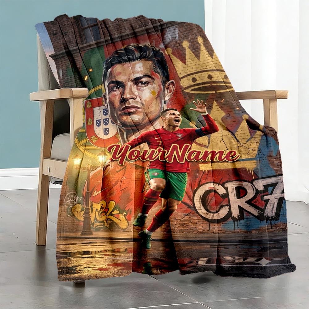 Cristiano Ronaldo Personalized Text Blanket Lightweight Personalized Blanket Warmthful Decor Suitable for Bedding Home Decor Picnics Nap