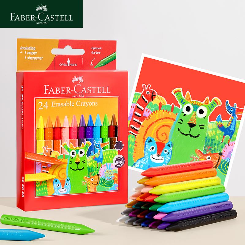 12/24 Цвета Faber Castell Стираемые Пластиковые Мелки Ластик и Точилка Школьные Принадлежности Нетоксичные Мелки для Малышей Моющиеся