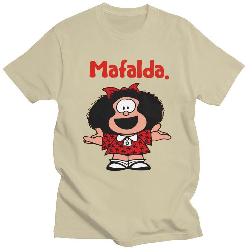 Custom Classic Quino Comic Cartoon Mafalda T Shirts Men Tshirts Casual Tee Pure Cotton Oversized Tshirt Merch
