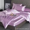 Ice Silk FourPiece Set, Mattress Type, Chiffon Solid Color Satin Simulation Silk ThreePiece Set
