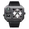 Oulm Оригинальные Спортивные Часы 9150 с Двумя Часовыми Поясами Большой Циферблат Большой Размер Мужские Кварцевые Часы Декоративный Компас Мужские Военные Часы