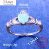Real S925 Sterling Silver Claddagh Ring Cute Love Heart Crown Rings For Women Wedding Bands Blue White Fire Opal Ring Jewelry Cz